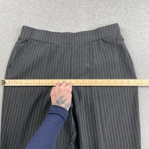 Noisy May Pants Womens XL Gray Pinstripe High Waist Pull On Split Hem Trousers - Picture 11 of 16